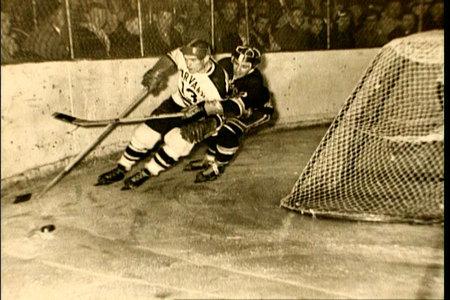 Gene behind the net at Boston Arena